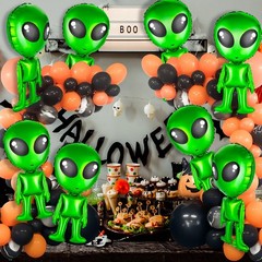 32 Green Alien Balloons – 8 Pack Inflatable Fun Decorations for Parties
