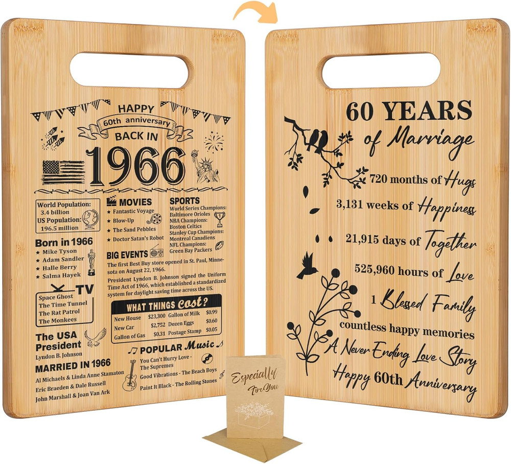 60Th Wedding Anniversary for Women Men,Back in 1966&60 Years of Marriage Double
