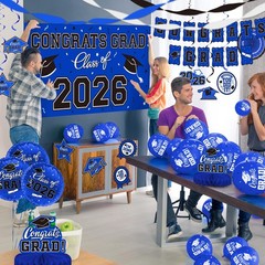 Graduation Decorations 2026 Set – Congrats Grad Banner, Class Backdrop, Balloons