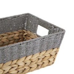 Better Homes & Gardens Small Storage Basket with Handles, Gray and Natural