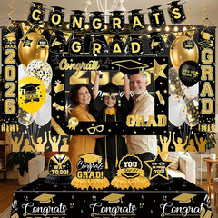 Graduation Decorations 2026 Set – Congrats Grad Banner, Class of 2026 Backdrop