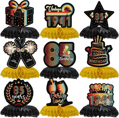 Vintage 85Th Birthday Decorations – 9 Pcs Retro Sunset Party Paper Table Honeyco