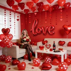 1060PCS Valentine’s Day Balloons Kit with 1000 Pcs Silk Rose Petals I Love Yo…