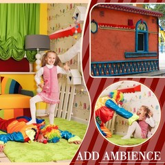 6 Pcs 3D Circus Wall Decorations & Stripe Table Skirts for Carnival Party Decor