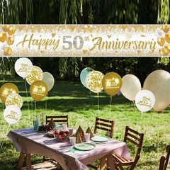 50Th Anniversary Decorations Kit – Large Happy 50Th Anniversary Banner with 18 B