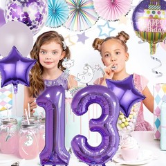 16th Birthday Decorations Party Supplies,15 Pcs 40inch Number 16 Purple Ballo…