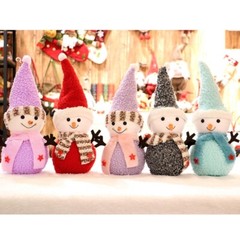 Christmas Ornament Plush Snowman for Doll with Scarf and Hat Miniature Figurine