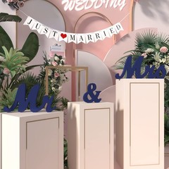 Wedding Decorations Set Large Blue Mr And Mrs Sign Just Married Banner Wooden Le