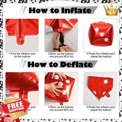 Casino Party Decorations 7 Pcs Dice Crown Star Foil Balloons