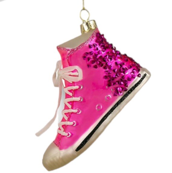 Retro Converse Shoe Glass Ornament Mens Womens Kids Adult 70s 80s Pink Barbie