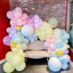 Pastel Balloons,12 Inch Macaron Pink Blue Purple Green Yellow Colorful Confet…