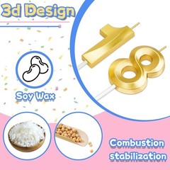 Elegant Gold 18th Birthday Candles – Unique 3D Cake Topper for Celebration