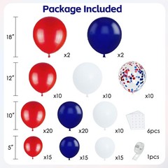Red White and Blue Balloon Arch Kit,Red and Blue Confetti Balloon,Navy Blue P…