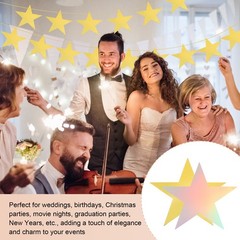 48 Pcs Stars Cutouts, 6 Inch Double Printed Paper Stars, Gold/Iridescent Silver