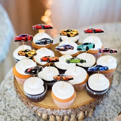 Racing Car Cupcake Toppers,24 PCS Racing Car Rider Theme Cupcake Decoration,F…
