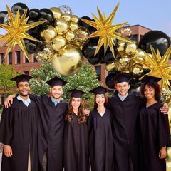 Graduation Balloon Arch Kit 2026, 149pcs black and gold Balloons with Star, B…