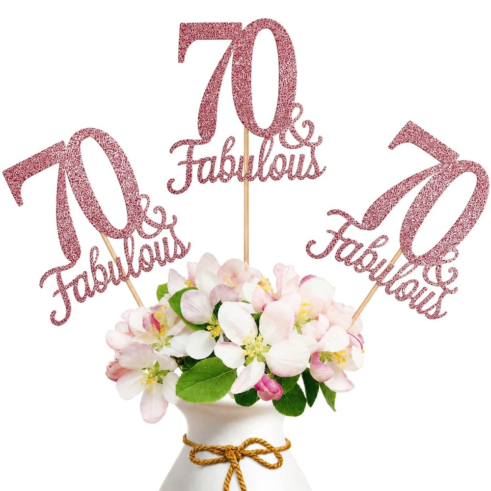 10 PCS Double Sided Rose Gold Glitter Fabulous 70th Birthday Centerpieces