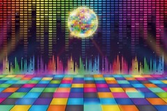 70s 80s 90s Disco Ball Stage Backdrop Music Birthday Party Background Studio