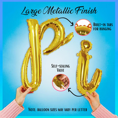 Gold Happy Birthday Balloons Banner | Script/Cursive Gold Letter Balloon Sign fo