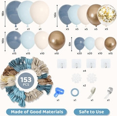Amandir 153Pcs Dusty Blue Balloon Garland Arch Kit, Different Sizes 18 12 10 5 I