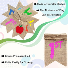 1St Grade Banner Burlap for Back to School Decorations | Happy First Day of Scho