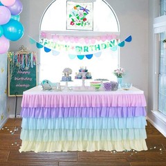 Rainbow Table Skirt Tutu Unicorn Tablecloth for Birthday Party Baby Shower