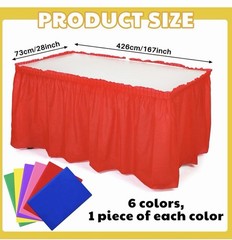 6 Pcs Assorted Color Plastic Table Skirts 14ft x 29in Neon Party Desk Curtain…