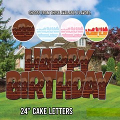 24″ Cake Happy Birthday EZ Set Yard Sign Set | 5pc Outdoor Lawn Decorations