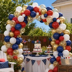 Red White Blue Balloon, 50PCS 12 Inches Navy Blue Dark Ruby Red Latex Balloon…