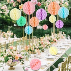 16 Set Hanging Honeycomb Decoration Pastel Rainbow Balls Macaron Birthday Party