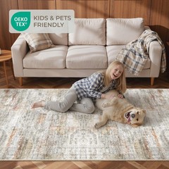 Restydon Kitchen Runner Rug Non Slip – 2.5 x 8 2’6″ x 8′ (Runner), Grey/Rust