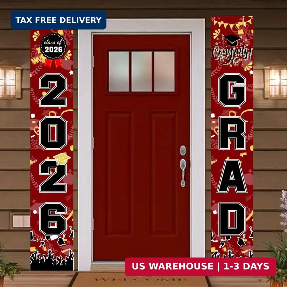 Graduation Decorations 2026 Grad Porch Banner for Any Schools or Grades Graduati