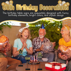 3 Pcs Happy Birthday Party Decorations Wooden Signs Table Centerpieces for Men W