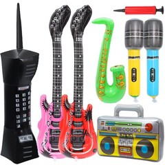 Rock Star Toy Set – 8 Pack Inflatable Instruments, Guitar, Saxophone, Boom Bo…