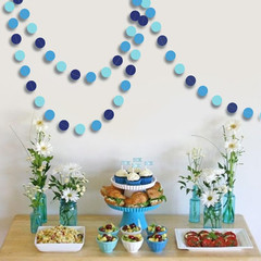 Blue Circle Dot Garland Polka Dots Paper Hanging Streamer Bunting Banner Backdro