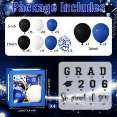 Class of 2026 Blue Graduation Decorations Balloon Arch Kit 4 Balloons Boxes GRAD