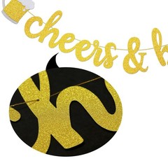 Cheers & Beers to 50 Years Gold Glitter Banner – 50th 3 Piece Set,
