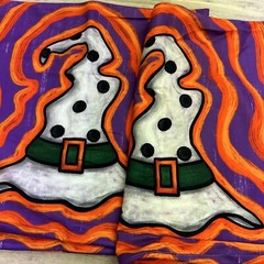 3 X HALLOWEEN WITCH HAT COLOURFUL BRIGHT SOFT CUSHION COVERS 17in X 17in DECOR