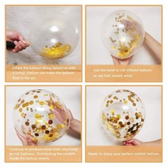 Black and Gold Confetti Balloons, 50 Pack 12inch White Latex Party Balloon Se…