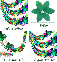 3PCS Tropical Flower Garland, 9.8ft Multicolor Tissue Paper Hibiscus Banner for