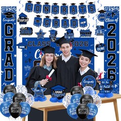 Graduation Decorations 2026 Blue Set, Congrats 60 inches x 40 inches,