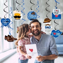 Happy Father’s Day Banner Decorations and Ceiling Hanging Swirls for Party, Love