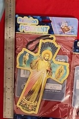 3 CROSS WOOD – VIRGIN MARY GUADALUPE – And JESUS NEW IN BAG