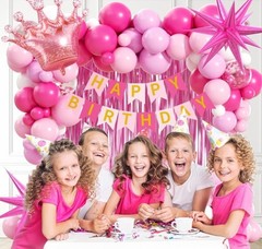 Hot Pink Birthday Decorations for Women with White Hot Pink Light Pink Foil Ball