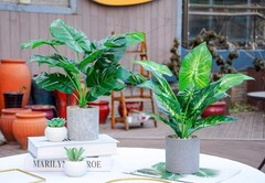 2pcs Fake Plants 16″ Faux Artificial Tropical Indoor for Green