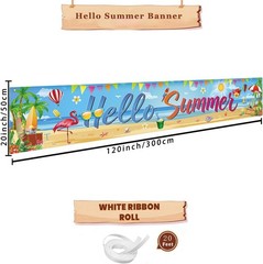 Large Hello Summer Banner – 118×20 Tropical Décor for Unforgettable Gatherings