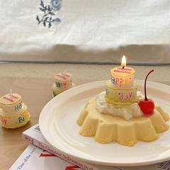Happy Birthday Candle For Cake White Shape Mini Birthday Topper Decor 2 PCS