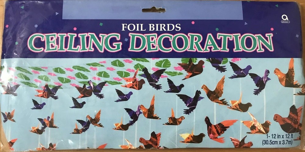 Tropical Luau Foil Bird Ceiling Decoration 12″ x 12′