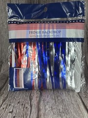 Red, Silver, and Blue Fringe Backdrop 4th of July SHIPS FREE