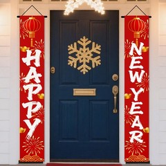 Nuxovilar Happy Newyear A Pair Polyester Doors Banner 71×12 inches | Happy Ne…